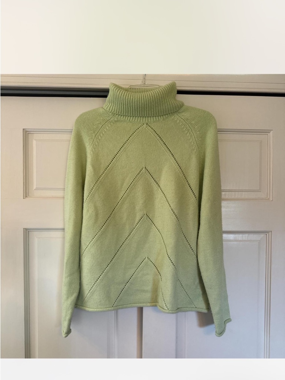 croft & barrow Pale Green Chevron Eyelet Turtleneck Sweater